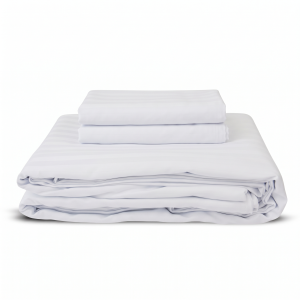 Juego de sábanas hoteleras blancas 250 hilos sateen vertical